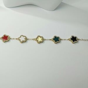 Elegant Gold Multi-Color Flower Bracelet